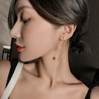 2020 Nou Clasic Pearl Pandantiv Inima Piersic Dragoste Modelare Ureche Linie de Moda coreeană Bijuterii Pentru Femei Fata de Partid e Legăna Cercei