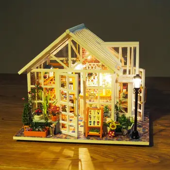 DIY Mobilier casă de Păpuși în Miniatură Jucării lucrate Manual din Lemn, Cabana, Casa Papusa Construirea Modelului de Jucărie Pentru Copii de Craciun Cadou de Ziua de nastere