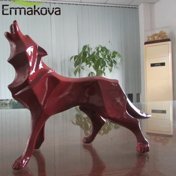 ERMAKOVA Lup Statuie Modernă Geometrice Abstracte Stil Rășină Lup Figurina Animal Office Home Decor Accesorii Cadou