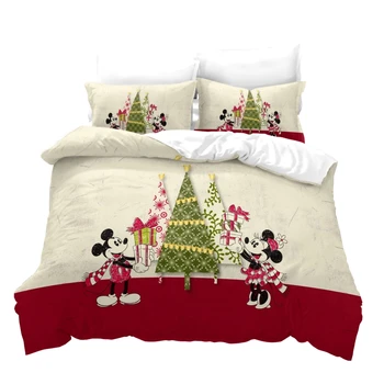 Set lenjerie de pat 3D Print Design Carpetă Acopere Twin Dimensiune Dropshipping Crăciun Fericit Mickey Mouse Disney FERICIT de ANUL NOU, GIFE