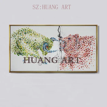 Mână-pictat moderne, creative, animal negru și roșu rhino moderne, pictura in ulei pe panza pictura de perete decorative arte decorative