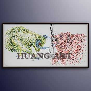Mână-pictat moderne, creative, animal negru și roșu rhino moderne, pictura in ulei pe panza pictura de perete decorative arte decorative