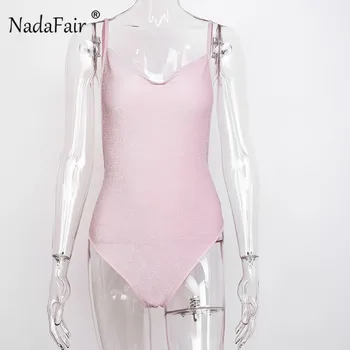 Nadafair Vară Fara Spate Sexy Body Slab Roz Fără Mâneci Femei Body Clubwear Sclipici De Corp De Sex Feminin Pentru Femei Vladan