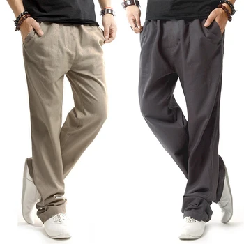 Lenjerie de pantaloni de vara subtiri secțiunea liber sport casual pantaloni culoare solidă de mari dimensiuni pierde respirabil pentru bărbați pantaloni M-5XL