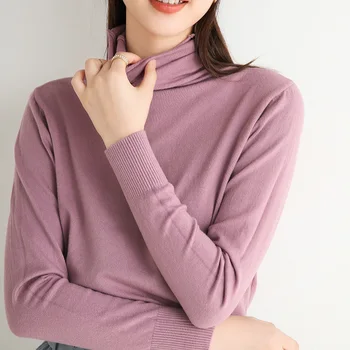 Pulover de iarna cu guler pentru femei sacou casual cald tricot pulover casual basicshirt sus hotsale de sex feminin pulovere