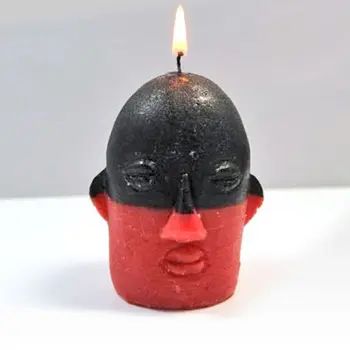 Lumânare-ne capul Eleggua Deschide drumuri roșu și negru lampă cu ulei Elegua Santeria Orisha 8 cm