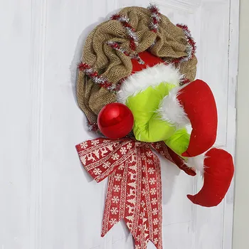 Crăciun Hoț Garland Ghirlandă Cum a Furat Crăciunul Pânză groasă de sac Cununa de Moș Crăciun, Decoratiuni de Craciun Cadouri pentru copii#WBY