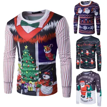2019 Cadou de Crăciun pentru Bărbați Amuzant de Crăciun de Imprimare 3D T-Shirt Casual Baza Bluze cu Maneca Lunga Tricouri Topuri Dropshipping