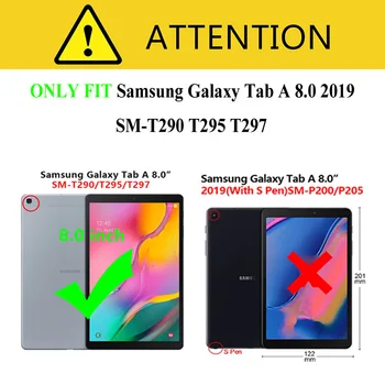 Două Pliante PU piele caz Pentru Samsung Galaxy Tab 8 inch 2019 husa pentru tableta SM-T290 T295 T297 de Protectie Tableta Caz+film+pen