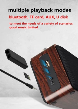 Lemn Bluetooth Boxe de Raft, Boxe Subwoofer Portabil Wireless Boombox PC/TV cu Suport TF card/stick usb /AUX