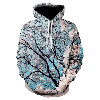 Noua moda de îmbrăcăminte pentru bărbați / femei 3d print hoodie cireș design 3D tricou unisex spațiu galaxie cu gluga hanorac dropship