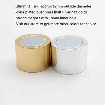 2 seturi de 18 mm Gaura Interioara Jumătate de Argint Și Jumătate de Aur Cilindru Incuietoare Magnetică, Aur Dimensiune Mare Magnet de Fixare Conectori