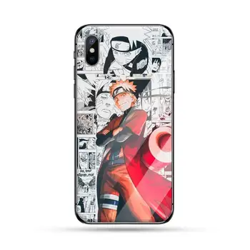 Itachi Uchiha Naruto Anime Silicon Negru Caz Telefon din sticla Temperata Pentru iphone 6 6S 7 8 plus X XS XR 11 PRO MAX