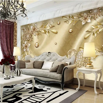 Personalizate 3D Tapet de Lux Europene Floare de Aur Bijuterii Fotografie pictura Murala de Perete care Acoperă Camera de zi cu TV Acasă Decorare Perete Pânză