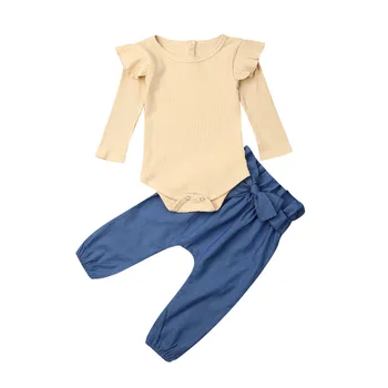Pudcoco 2019 Haine Noi de Moda pentru fată Nou-născut Copii Baby Girl Haine Topuri cu Maneci Lungi Vladan Body+Pantaloni de Costum Set 0-24M