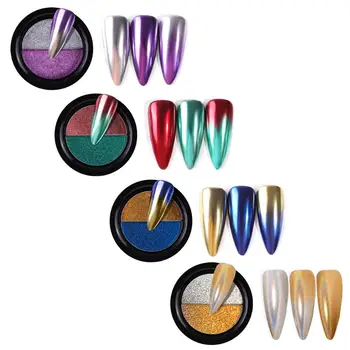 8 Seturi De Culori Oglindă Unghii Sclipici Chrome Metalice Unghii Pulbere De Culoare Dual Baie Pigment Holographics Praf Manichiura Art Decor