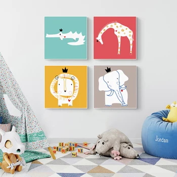 Simplu, Abstract, Desene Animate Drăguț Animal Crocodil, Elefant Panza Pictura De Postere Și De Imprimare De Artă Camera Copilului Dormitor Decor Acasă