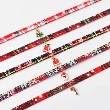 YEYULIN coreean Cravată Colier de Crăciun Colier Dantela Catifea Scurte Clavicula Coliere Moda Bijuterii Fată Drăguță Bijuterii