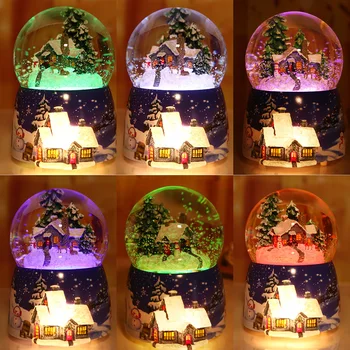 Glob de zăpadă Rășină Cutie muzicala Minge de Cristal de Zăpadă Glob de Sticlă, Lumini de Crăciun Cadou de Filare Meserii Desktop Decoratiuni снежный шар