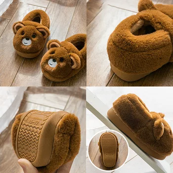 Copii De Iarnă Cu Blană, Pantofi 2020 Nou Bumbac Papuci Pentru Fete Baieti Desene Animate Iepure De Pluș Cald Casual Acasă Pantofi Drăguț Panda Zapatos