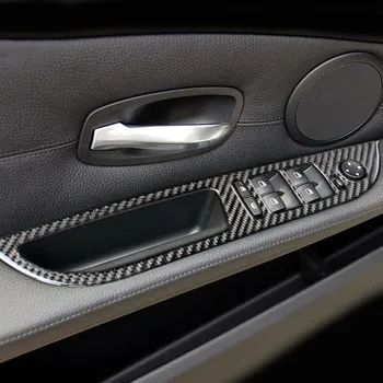 Fibra de Carbon Stil Pentru BMW Seria 5 E60 2004-10 Consola centrală Decor Coperta CD Multimedia Panel Autocolant de Interior Accesorii