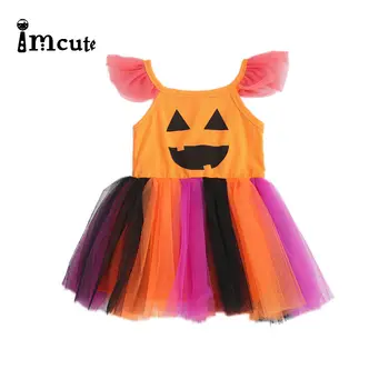 Imcute 2020 Fete Dovleac Costum de Halloween Costume Petrecere, Rochie Fancy Haine Cosplay Fete Halloween Dress Portocaliu Purpuriu 6M-4T