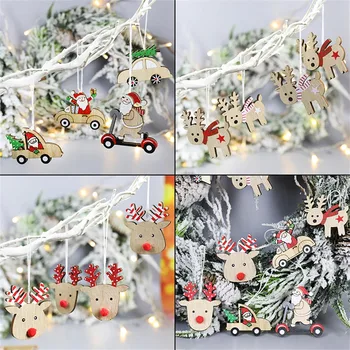 Decorații de Brad de craciun din Lemn Pandantiv Ghirlanda de Crăciun Moș Crăciun Elan Ornament pentru Acasă de Crăciun Anul Nou 2020 Navidad
