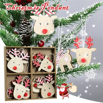Decorații de Brad de craciun din Lemn Pandantiv Ghirlanda de Crăciun Moș Crăciun Elan Ornament pentru Acasă de Crăciun Anul Nou 2020 Navidad