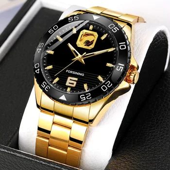 FORSINING Brand de Top Bărbați Automat Ceas Mecanic Barbati de Moda de Lux de Afaceri Ceas de mână din Oțel Inoxidabil de Auto-Vânt Ceasuri
