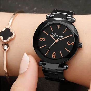 GENEVA reloj mujer de Lux Womon Ceasuri Rotunde de Moda Ceasuri Femei Negru Brățară Cuarț Ceas Nou Casual Ladies Watch Ceas
