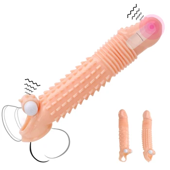 OLO Reutilizabile Marirea Penisului Prezervative Extender Vibratoare Penis Sleeve Ejaculare Întârziată Adulți Produse Jucarii Sexuale Pentru Barbati