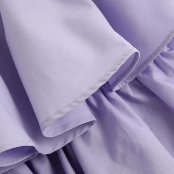 Elegant, Chic, Cu Centura În Cascadă Zburli Mini-Fusta De Moda De Talie Mare Cu Fermoar Lateral De Sex Feminin Violet Fuste Faldas Mujer
