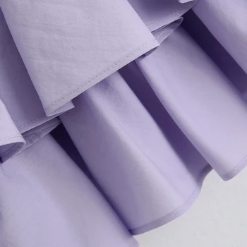 Elegant, Chic, Cu Centura În Cascadă Zburli Mini-Fusta De Moda De Talie Mare Cu Fermoar Lateral De Sex Feminin Violet Fuste Faldas Mujer