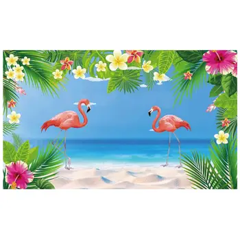 185*110cm Flamingo Fundal Tropicale Petrecere Hawaiian Foto BoothBackdrop Macrame Agățat de Perete