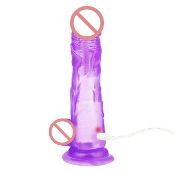 Moale Realistic Dildo Vibrator Rotativ Încălzire Vibrator Mare ventuza Vaginal, Anal, Masaj erotic Penis Moale Adult Jucarii Sexuale pentru Femei
