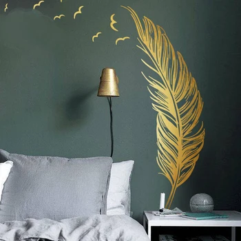 Stânga Dreapta de Zbor Aur Pene de Arta de Perete Autocolant pentru Decor Acasă DIY Personalitate Murală Copil de Cameră Decor Dormitor 138x172cm