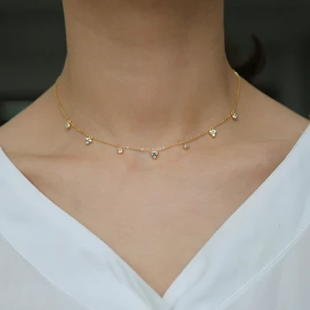2019 Fierbinte vinde 925 de argint pur de singur lanț de moda de sex feminin rotunde de cristal zircon bijuterii colier pentru femei cadouri de nunta