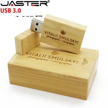 JASTER USB 3.0(peste 1BUC gratuit LOGO-ul) din lemn USB flash drive USB+cutie pendrive 4G 16G 32G 64G personalizate LOGO-ul de fotografie de nunta cadou