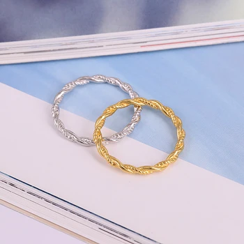 ROXI Twist Rope Stivuire Inele de Nunta pentru Femei Simple Argint 925 Inel de Aur Răsucite de Culoare Argintie Cuplu Inel de Fata Cadou
