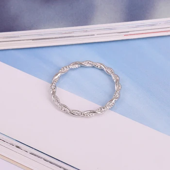 ROXI Twist Rope Stivuire Inele de Nunta pentru Femei Simple Argint 925 Inel de Aur Răsucite de Culoare Argintie Cuplu Inel de Fata Cadou
