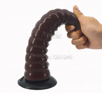 25*5.2 cm Mare vibrator din silicon anal plug aspirație jucarii sexuale cusaturi de culoare maro negru imens penis adult masturbator heliciform dick