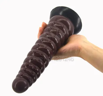 25*5.2 cm Mare vibrator din silicon anal plug aspirație jucarii sexuale cusaturi de culoare maro negru imens penis adult masturbator heliciform dick