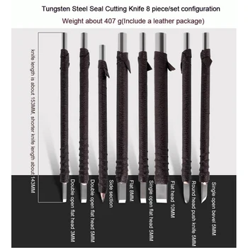 8 Piese De Sculptură În Piatră Set De Instrument De Tungsten Din Oțel Cuțit Tool Set Mâner Din Piele De Piatră Daltă De Sculptură În Lemn Instrument