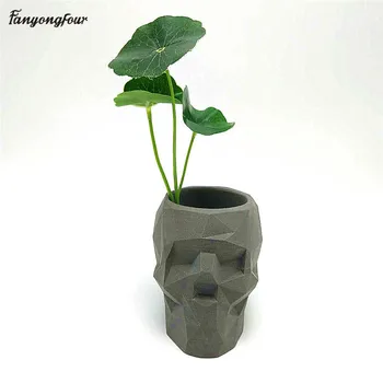 Craniu 3D geometrie ghiveci de flori de mucegai beton mucegai silicon diy suport stilou tencuiala de ciment mucegai instrumente de decor acasă