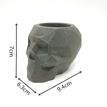 Craniu 3D geometrie ghiveci de flori de mucegai beton mucegai silicon diy suport stilou tencuiala de ciment mucegai instrumente de decor acasă