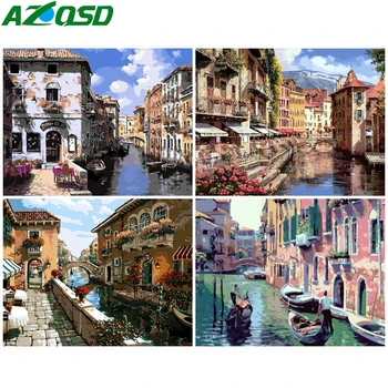 AZQSD DIY Vopsea De Numărul Veneția Imagine Pe Panza Set Handpainted Cadou de Colorat pe Numere Peisaj Arta de Perete
