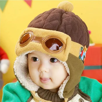 Copil De Pluș Cald Capac Pânză Pălărie Beanie Cool Baby Boy Fata De Iarna Pilot Bear Capace Copii Drăguț Frumos Aviator Copilul Pălării