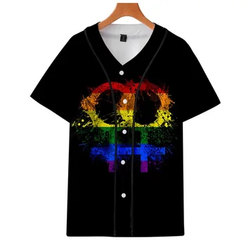 LGBT rainbow color tipar digital 3D secțiunea subțire de vară subțire secțiunea baseball tricou bărbați și femei sport