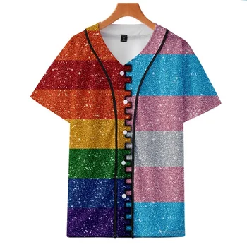 LGBT rainbow color tipar digital 3D secțiunea subțire de vară subțire secțiunea baseball tricou bărbați și femei sport