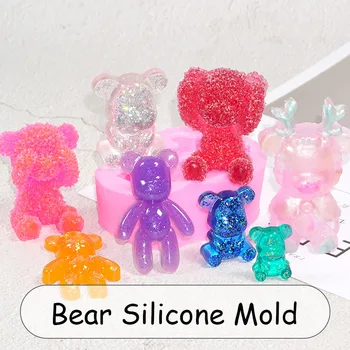 3D Sweet Bear Mucegai Silicon Kawaii Clar UV Rășină Mucegai Decoden Rășină Epoxidică Flexibil Mucegai Lumânare Face Mucegai Silicon pentru Rasina